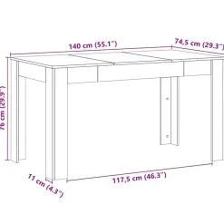 vidaXL Eettafel - Artisanaal eiken - Bewerkt hout - 140x74.5x76 cm