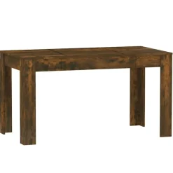 vidaXL Eettafel - Gerookt eiken - Bewerkt hout - 140x74.5x76 cm