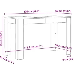 vidaXL Eettafel - Rechthoekige tafel - Artisanaal eiken - Hout - 120x60 cm