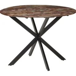 vidaXL Eettafel - Ronde tafel - Massief gerecycled hout en staal - Ø110 cm