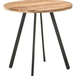 vidaXL Eettafel - Ronde tafel - Massief acaciahout en ijzer - Ø80 cm