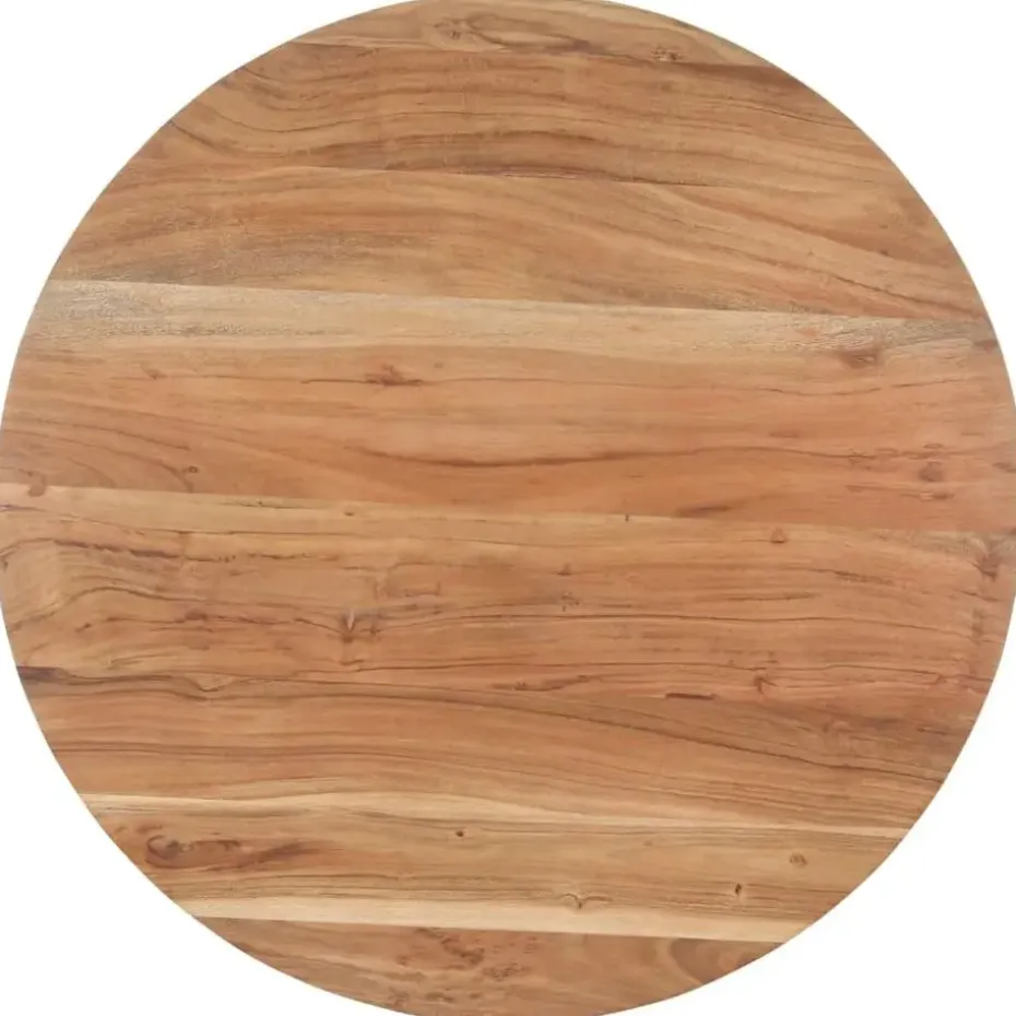 vidaXL Eettafel - Ronde tafel - Massief acaciahout en ijzer - Ø80 cm