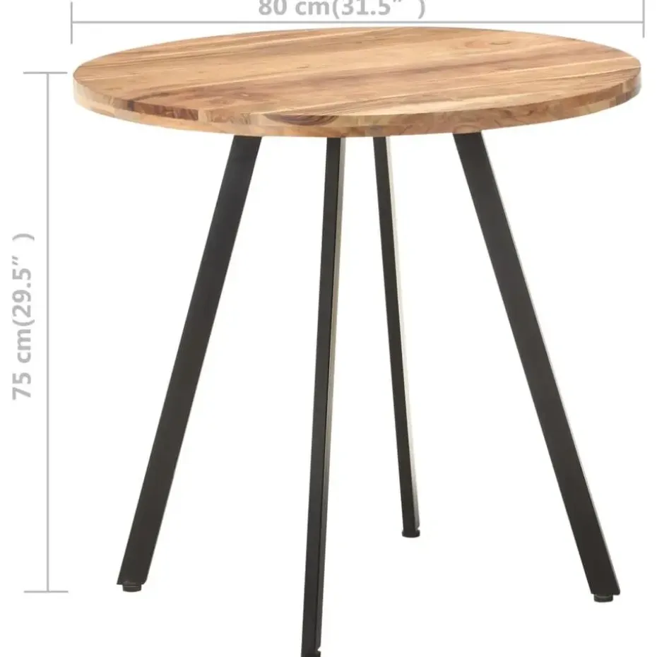 vidaXL Eettafel - Ronde tafel - Massief acaciahout en ijzer - Ø80 cm