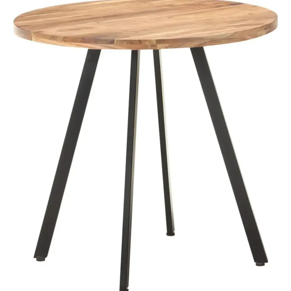 vidaXL Eettafel - Ronde tafel - Massief acaciahout en ijzer - Ø80 cm
