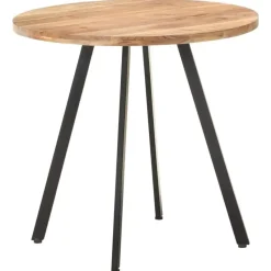 vidaXL Eettafel - Ronde tafel - Massief acaciahout en ijzer - Ø80 cm