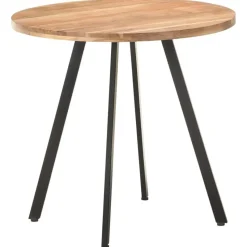 vidaXL Eettafel - Ronde tafel - Massief acaciahout en ijzer - Ø80 cm