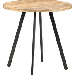 vidaXL Eettafel - Ronde tafel - Ruw mangohout en ijzer - Ø80 cm