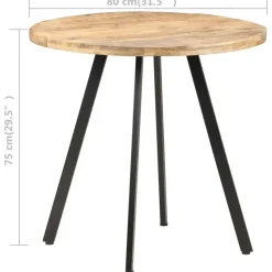 vidaXL Eettafel - Ronde tafel - Ruw mangohout en ijzer - Ø80 cm