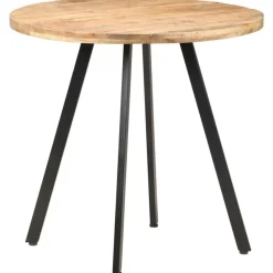 vidaXL Eettafel - Ronde tafel - Ruw mangohout en ijzer - Ø80 cm