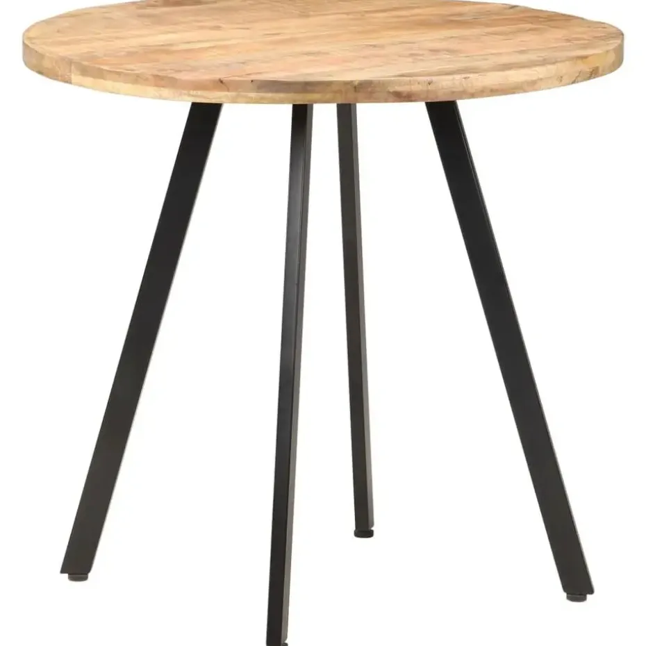 vidaXL Eettafel - Ronde tafel - Ruw mangohout en ijzer - Ø80 cm