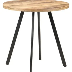 vidaXL Eettafel - Ronde tafel - Ruw mangohout en ijzer - Ø80 cm