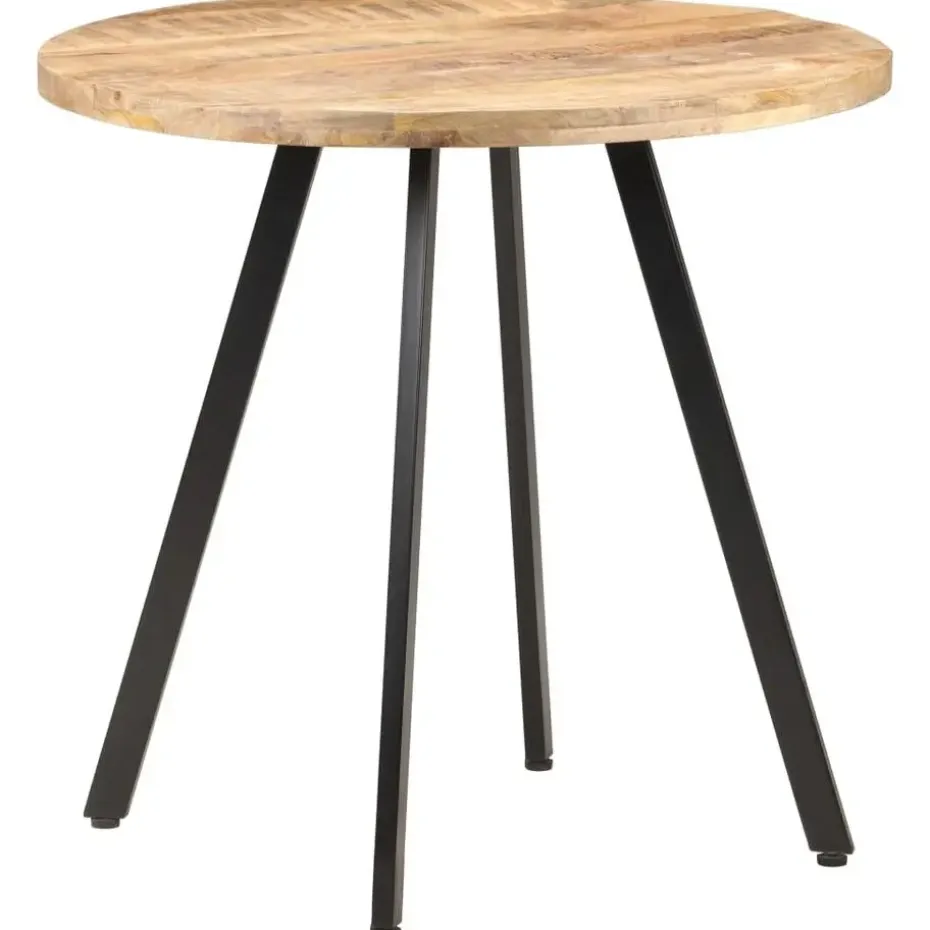 vidaXL Eettafel - Ronde tafel - Ruw mangohout en ijzer - Ø80 cm