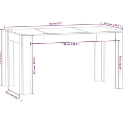 vidaXL Eettafel - Zwart - Bewerkt hout - 140x74.5x76 cm