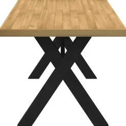 vidaXL Eettafel NOAIN met X-poten - Naturel - Massief grenenhout - 160x90 cm