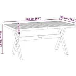 vidaXL Eettafel NOAIN met X-poten - Naturel - Massief grenenhout - 160x90 cm