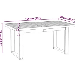 vidaXL Eettafel NOAIN met U-poten - Naturel - Massief grenenhout - 160x90 cm