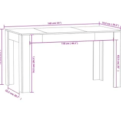 vidaXL Eettafel Rechthoekig – Sonoma Eiken – 140 x 74.5 x 76 cm – Bewerkt Hout
