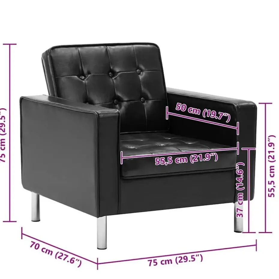 vidaXL Fauteuils kunstleer zwart