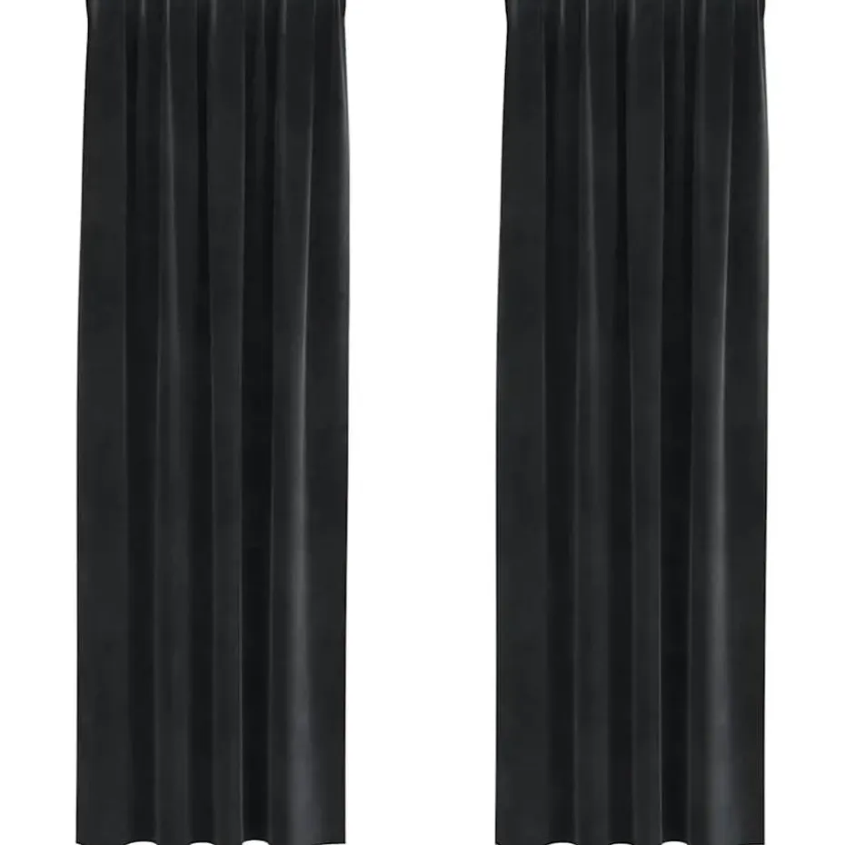 vidaXL Gordijne - Verduisterend - Zwart - 140x225 cm - Fluweel - 2 Stuks