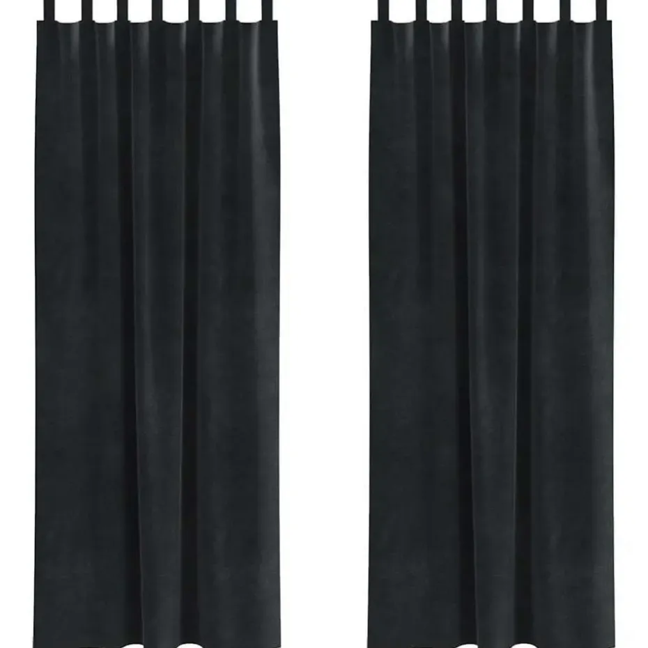 vidaXL Gordijnen met lussen - Verduisterend - Zwart Fluweel - 140x225 cm - 2 St.