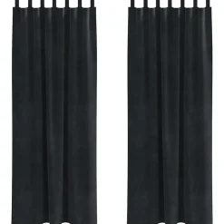 vidaXL Gordijnen met lussen - Verduisterend - Zwart Fluweel - 140x245 cm - 2 St.