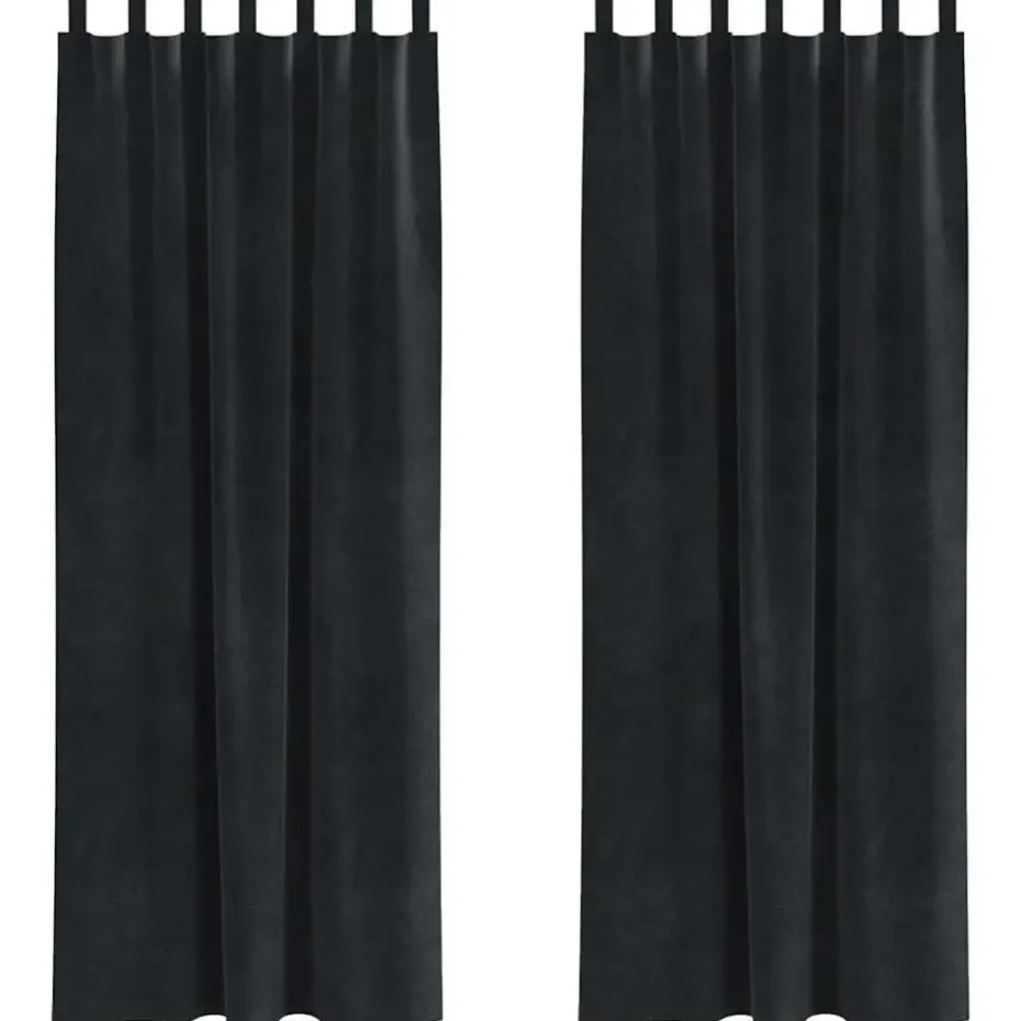 vidaXL Gordijnen met lussen - Verduisterend - Zwart Fluweel - 140x245 cm - 2 St.