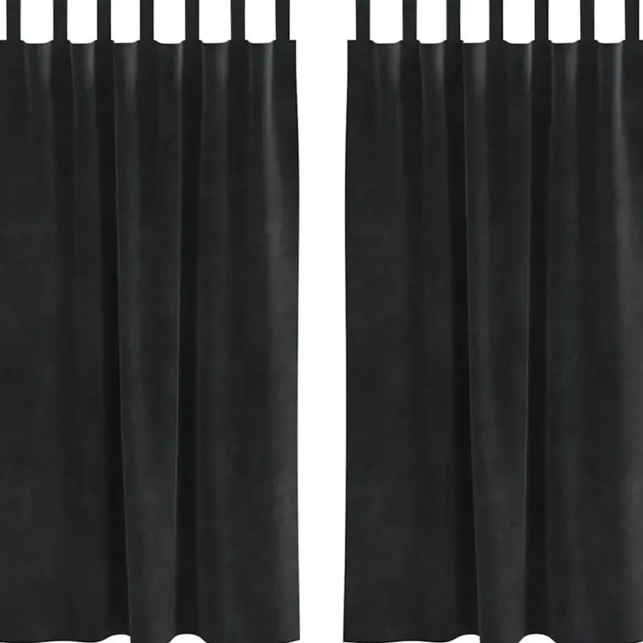 vidaXL Gordijnen met lussen - Verduisterend - Zwart Fluweel - 140x175 cm - 2 St.