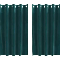 vidaXL Gordijnen met ringen - Donkergroen - 140x140 cm - Fluweel - 2 Stuks