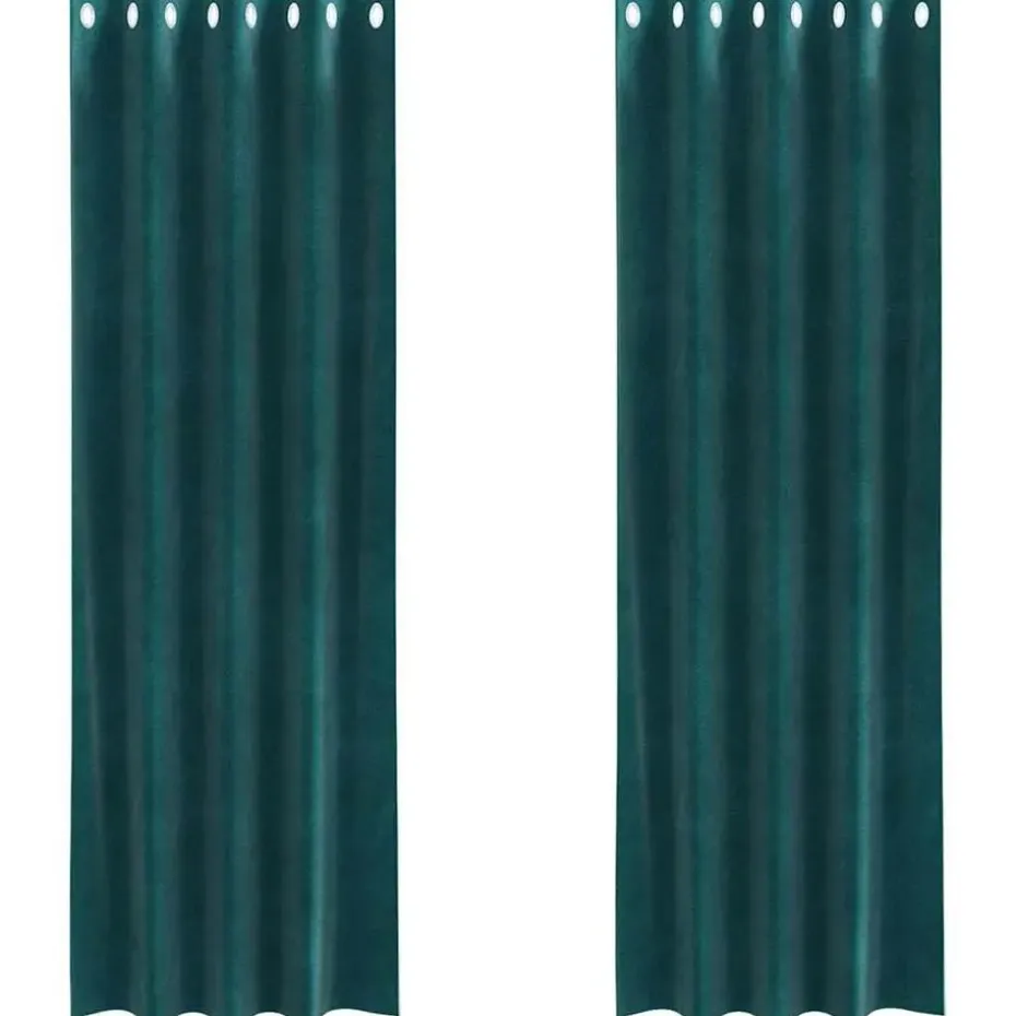 vidaXL Gordijnen met ringen - Donkergroen - 140x225 cm - Fluweel - 2 Stuks