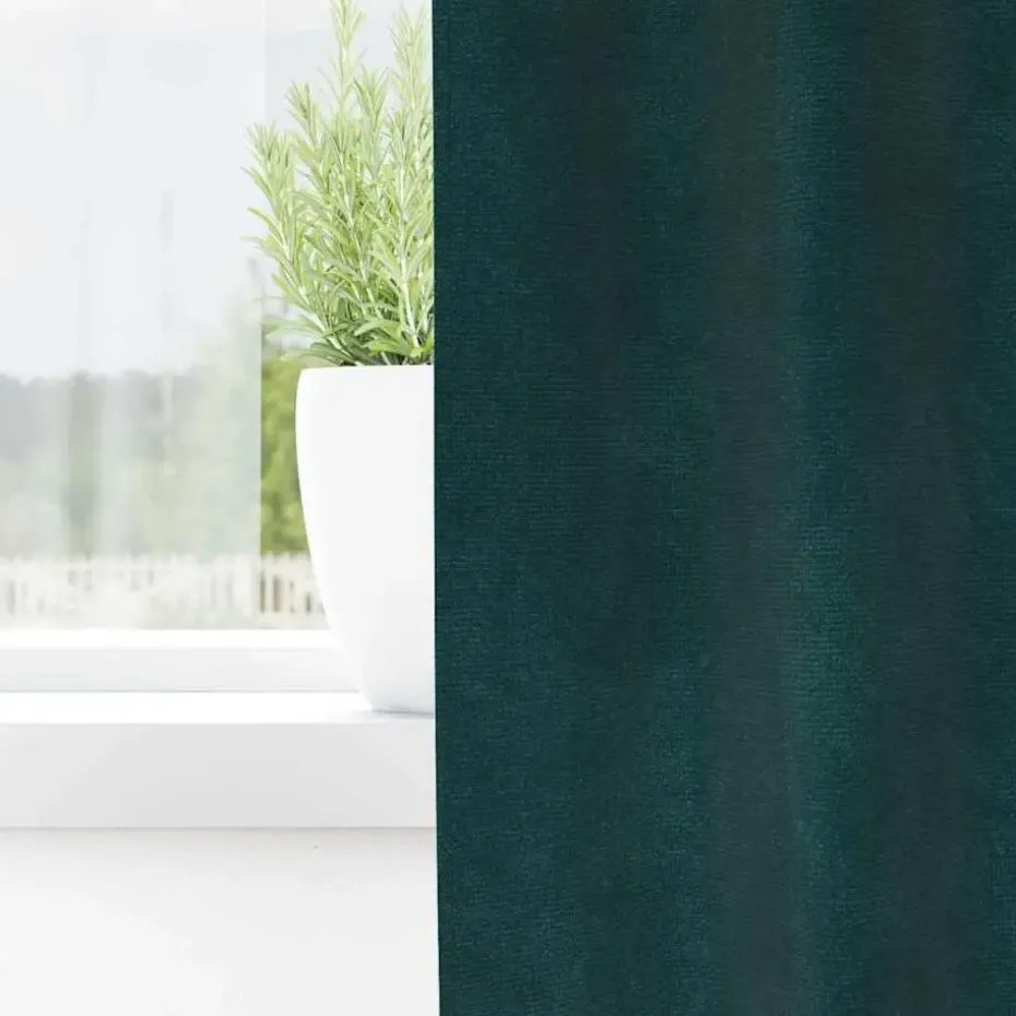 vidaXL Gordijnen met ringen - Donkergroen - 140x225 cm - Fluweel - 2 Stuks