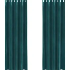 vidaXL Gordijnen met ringen - Donkergroen - 140x245 cm - Fluweel - 2 Stuks