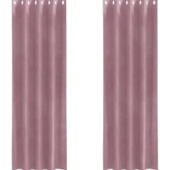 vidaXL Gordijnen met ringen - Donkerroze - 140x260 cm - Fluweel - 2 Stuks