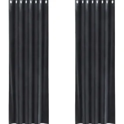 vidaXL Gordijnen met ringen - Donkergrijs - 140x225 cm - Fluweel - 2 Stuks