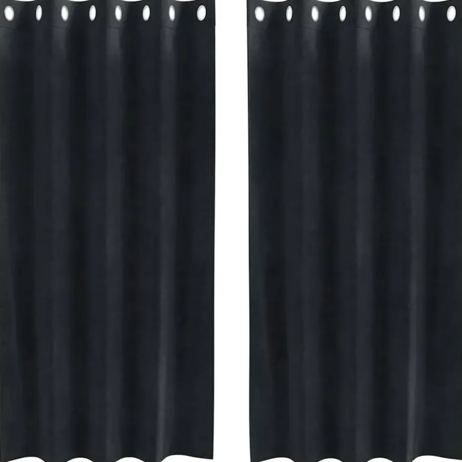 vidaXL Gordijnen met ringen - Verduisterend - Zwart Fluweel - 140x175 cm - 2 St.