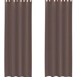 vidaXL Gordijnen van voile met ringen - Bruin - 140x260 cm - Stof - 2 Stuks