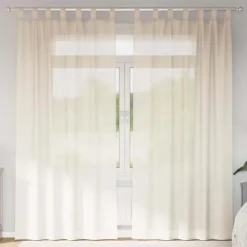 vidaXL Gordijnen van voile met lussen - Crème - 140x225 cm - Stof - 2 Stuks