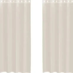 vidaXL Gordijnen van voile met ringen - Crème - 140x225 cm - Stof - 2 Stuks