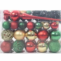 vidaXL Kerstballen met 150 LED - 61-delig - Ø3/4/6 cm - Multikleur - Kunststof