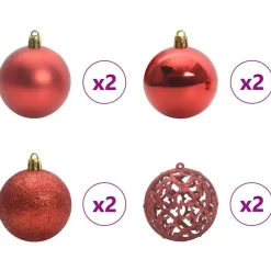 vidaXL Kerstballen met 150 LED - 61-delig - Ø3/4/6 cm - Multikleur - Kunststof