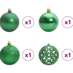 vidaXL Kerstballen met 150 LED - 61-delig - Ø3/4/6 cm - Multikleur - Kunststof