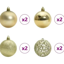 vidaXL Kerstballen met 150 LED - 61-delig - Ø3/4/6 cm - Multikleur - Kunststof