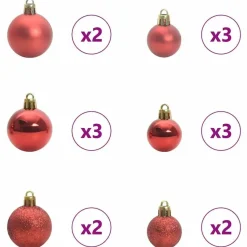 vidaXL Kerstballen met 150 LED - 61-delig - Ø3/4/6 cm - Multikleur - Kunststof