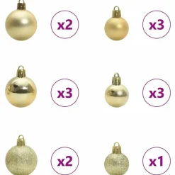 vidaXL Kerstballen met 150 LED - 61-delig - Ø3/4/6 cm - Multikleur - Kunststof