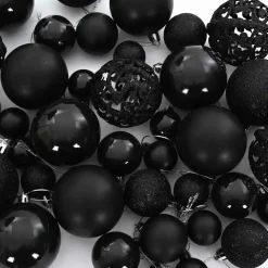 vidaXL Kerstballen set met 300 LED - 120x - Ø3/4/6 cm - Zwart - Kunststof - Mix