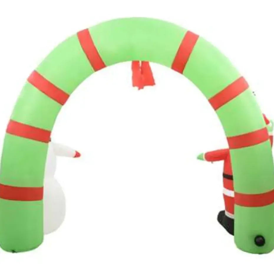 vidaXL Kerstboog kerstman en sneeuwpop opblaasbaar LED 223 cm