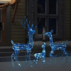 vidaXL Kerstversiering rendierfamilie 300 LED's blauw acryl