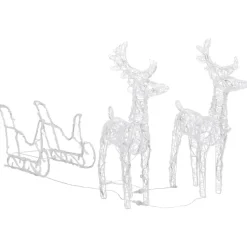 vidaXL Kerstversiering rendieren en slee 320 LED's acryl