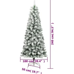 vidaXL Kunstkerstboom met scharnieren en sneeuw 240 cm