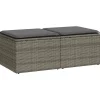 vidaXL Loungebank voor 2 met kussens poly rattan - Grijs krukken 110x55x37 cm