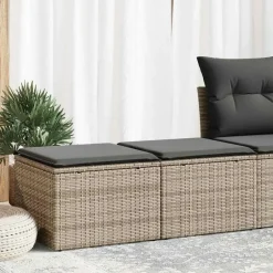 vidaXL Loungebank voor 2 met kussens poly rattan - Grijs krukken 110x55x37 cm
